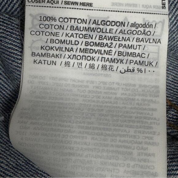 MANGO Denim Oversized Raw Hem Jacket Size L - Picture 5 of 6